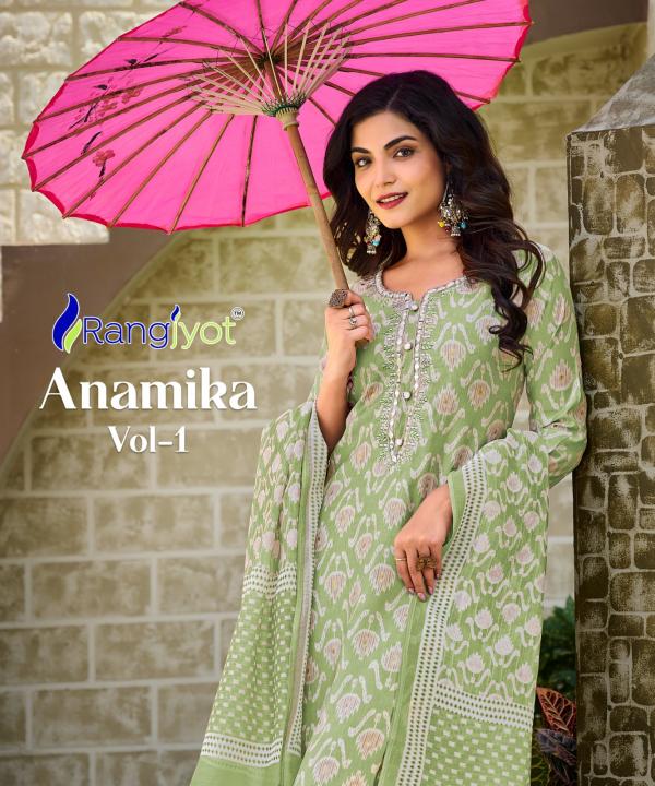 rangjyot anamika chanderi exclusive look top bottom with dupatta catalog