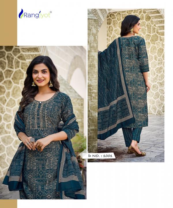 rangjyot anamika chanderi exclusive look top bottom with dupatta catalog