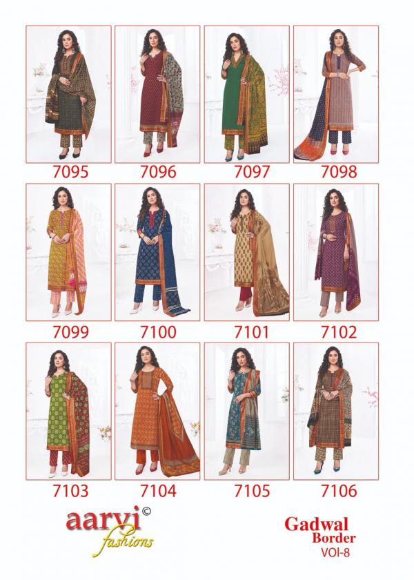 Aarvi Gadhwal Border Vol-8 Cambric cotton Designer Readymade Collection