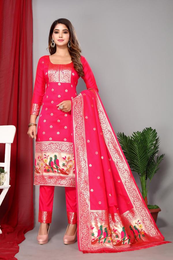 Radha Paithani Suit Silk Designer Dress Material Collection
