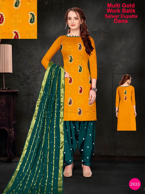 Nemi Multi Gold Work Batik With Bandhej Vol-1 Cotton Designer Dress Material