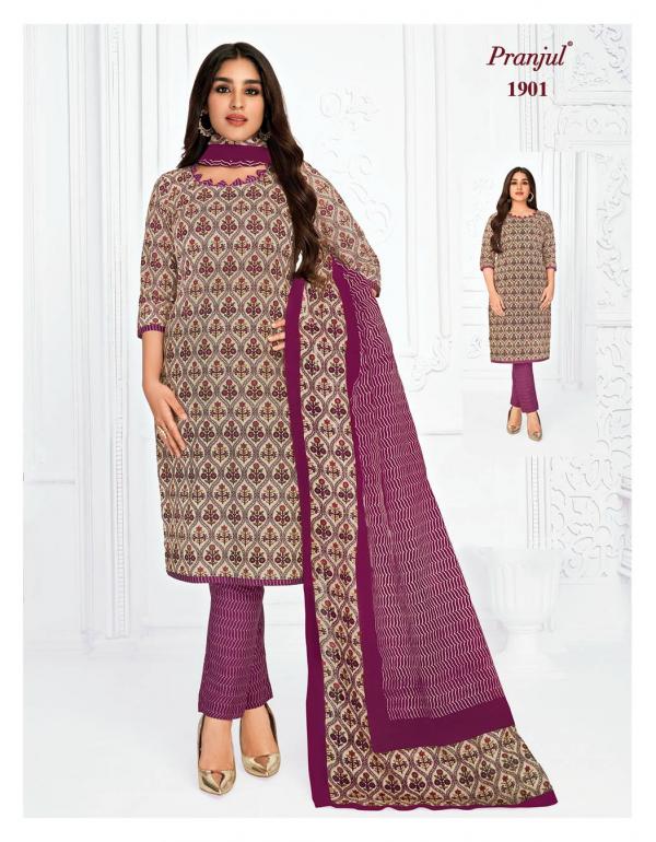 Pranjul Priyanka Vol-19 Cotton Designer Printed Patiyala Dress Material
