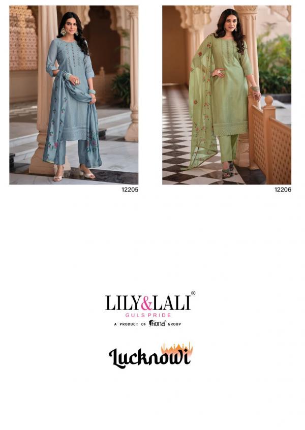 Lily And Lali Lucknowi Party Silk Designer Kurti With Bottom Dupatta