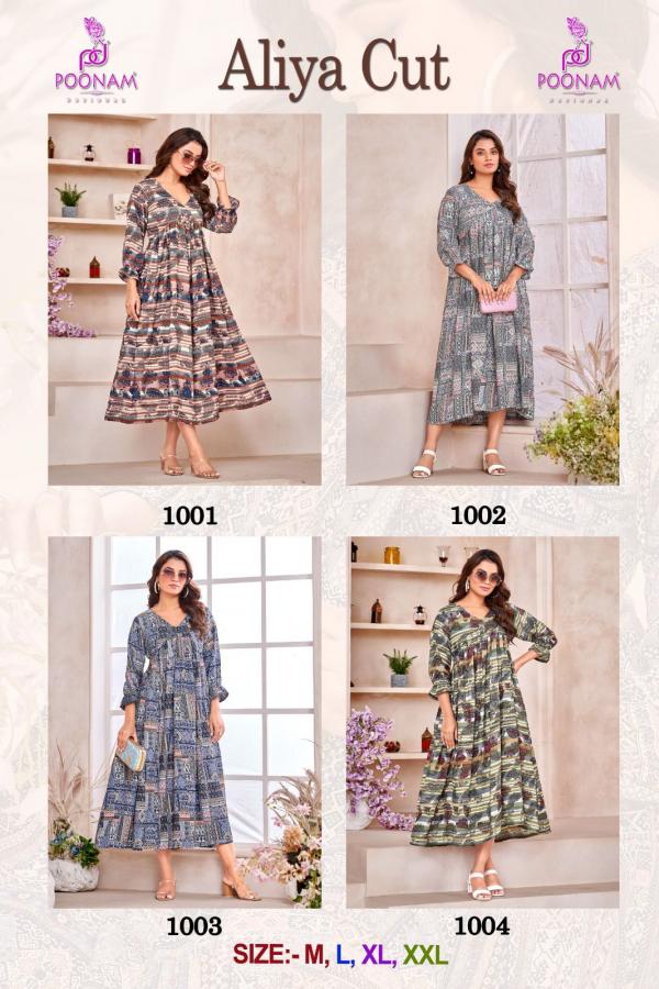 Poonam Aliya Cut Designer Printed Long Kurti Collection