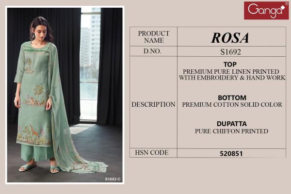 Ganga Rosa S1692 Exclusive Linen Designer Salwar Suit Collection