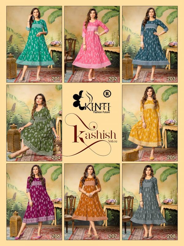 Kinti Kashish Vol 2 Rayon Designer Long Kurti Collection