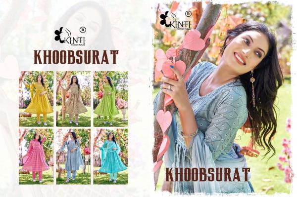 Kinti Khoobsurat Rayon Nayra Cut Kurti Pant With Dupatta Collection
