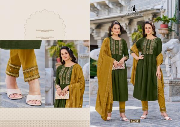 Ladies Flavour Copper Stone Vol 14 Designer Kurti With Pant And Dupatta Collection