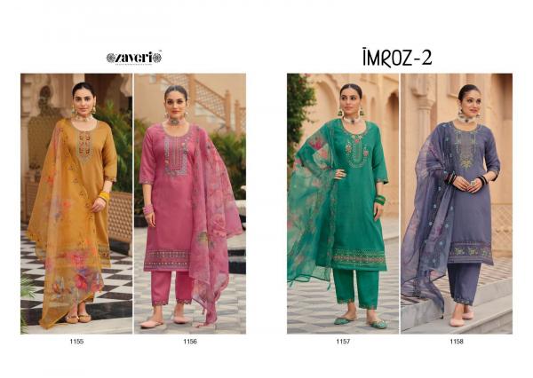 Zaveri Imroz Vol 2 new  Fancy Silk Embroidery Kurti Pant With Dupatta Collection