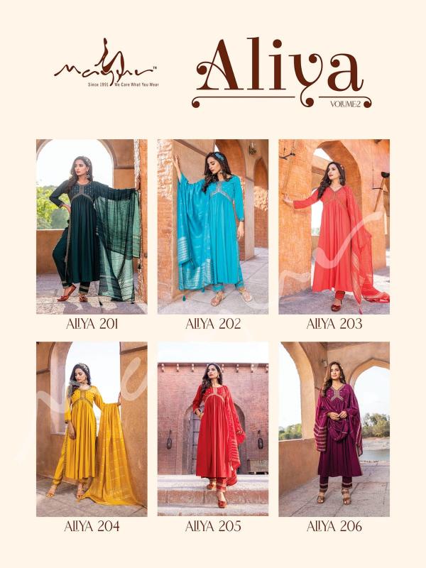 Mayur Aliya Vol 2 Alia Cut Designer Kurti Pant With Dupatta Collection