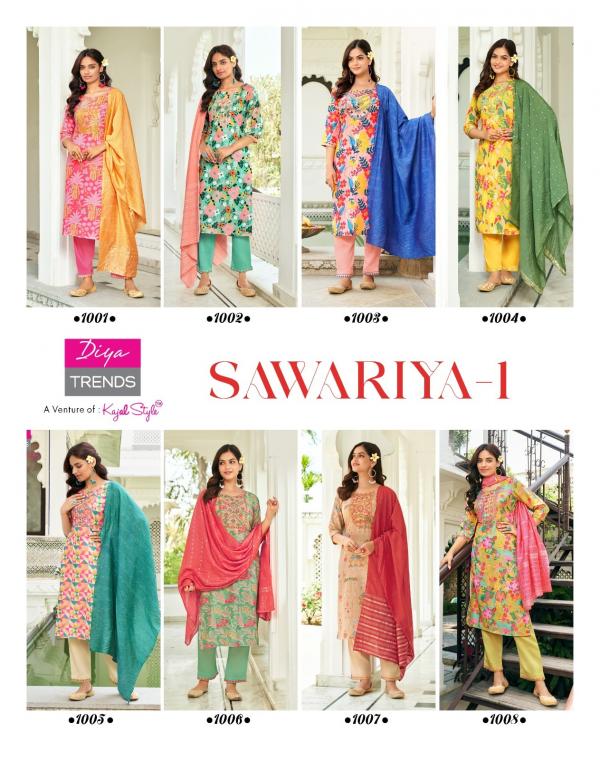 Diya Trends 	Sawariya Vol 1  Fancy  Kurti Pant With Dupatta Collection