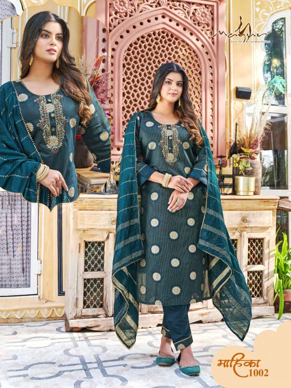 Mayur Mahika Jacquard Silk Designer Kurti Pant With Dupatta