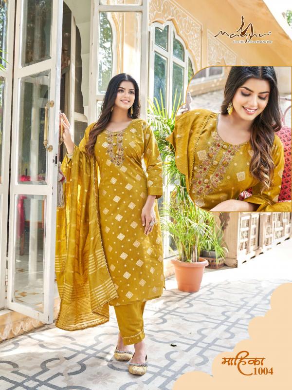Mayur Mahika Jacquard Silk Designer Kurti Pant With Dupatta