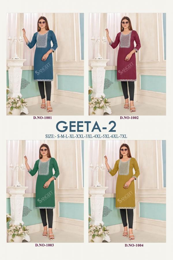 Sangeet Geeta V 2 Embroidery Sequence Kurti Collection