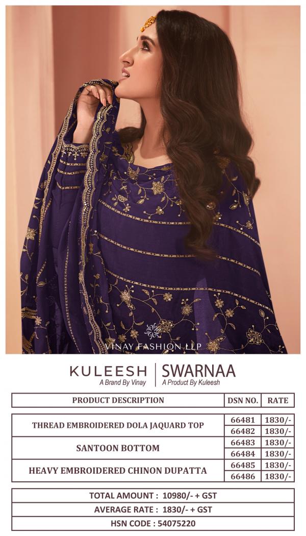 Vinay Kuleesha Swarnaa Embroidery Salwar Kameez Collection