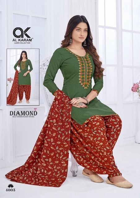 Al Karam Diamond Vol 4 Soft Cotton Karachi Dress Material