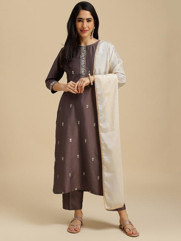 Riyana 52 Chinon Kurti Bottom With Dupatta Collection