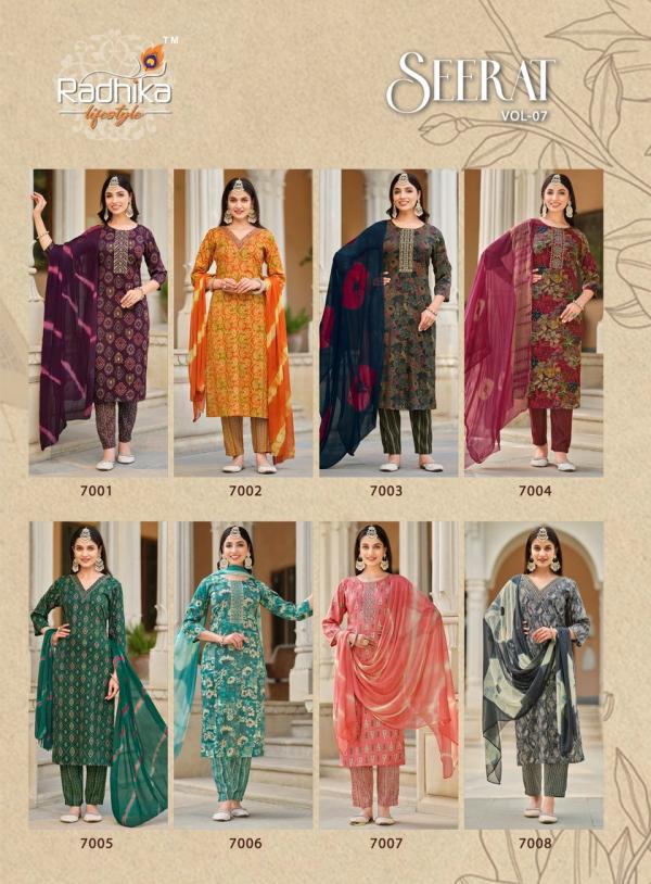 Radhika Seerat Vol 7 Rayon Embroidery Ready Made Collection