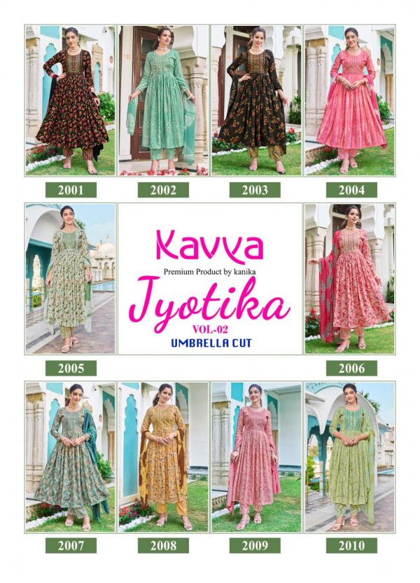 Kavya Jyotika Vol 2 umbrella Cut Top Bottom With Dupatta Collection