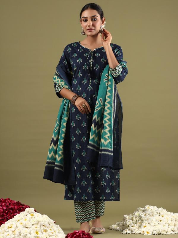 Indo Era 2479 Printed Cotton Straight Kurti Bottom With Dupatta