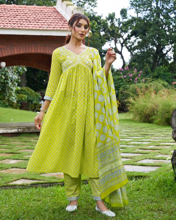 Indo Era 2478 Cotton Printed Kurti Bottom With Dupatta