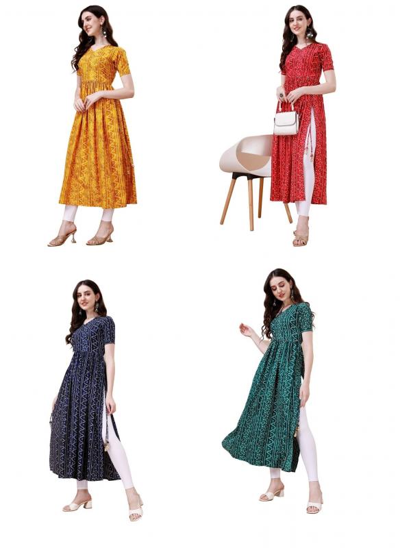 	9Star Fashion Bandhani Hit Colors Digital Printed Kurti Collection