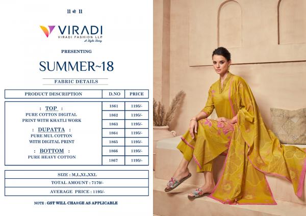 Viradi Summer Vol 18 Cotton Digital Printed Kurti Bottom With Dupatta