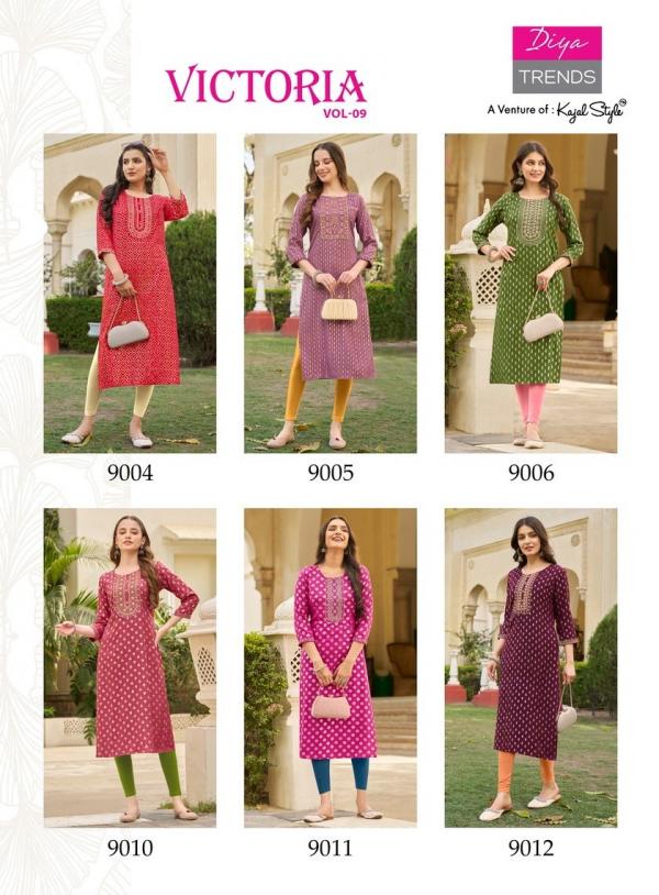 Victoria Vol 9 Diya Trends Classy Rayon Printed Kurti Collection