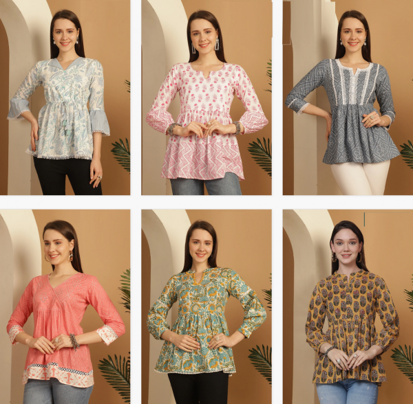 Trendy Zeenat Cambric Cotton Printed Tops Collection