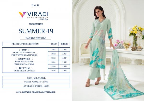 Viradi Summer Vol 19 Cotton Digital Printed Kurti Bottom With Dupatta