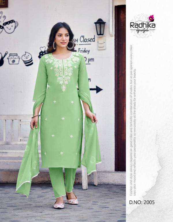 Radhika Cotton Culture Vol 2 Embroidery Kurti Pant With Dupatta