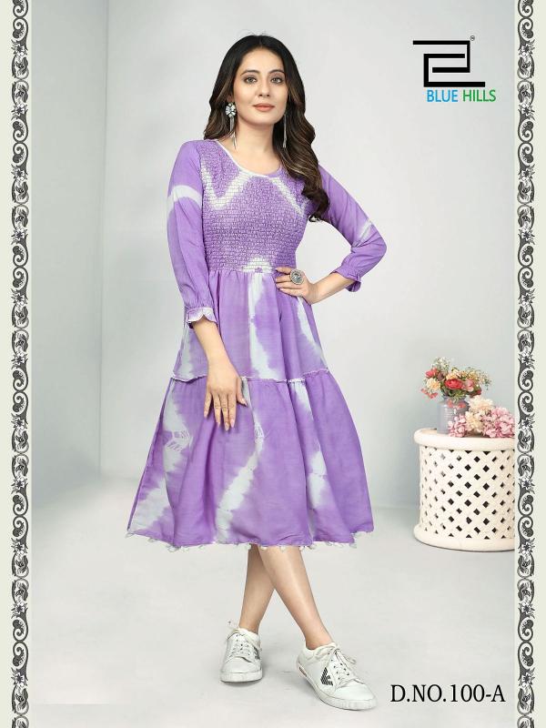 Blue Hills Icy Rayon Smokey Pattern Kurti Collection