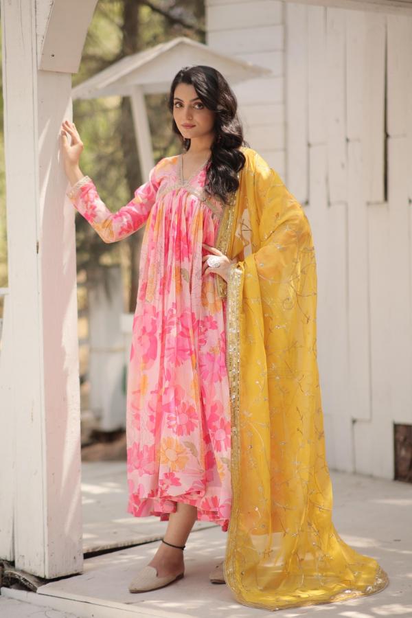 Anamika Vol 59 Digital Printed Russian Silk Gown With Dupatta