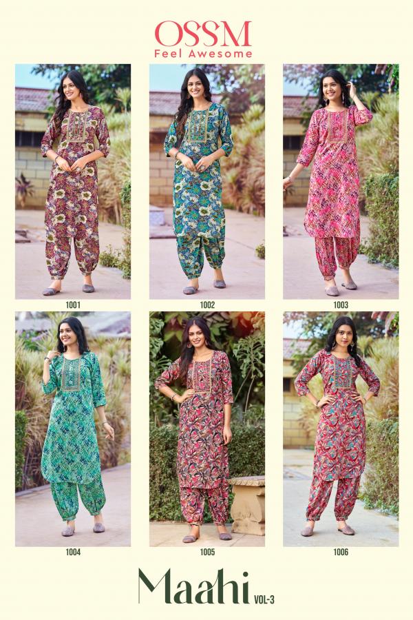 Ossm Maahi Vol 3 Rayon Printed Kurti With Bottom Collection