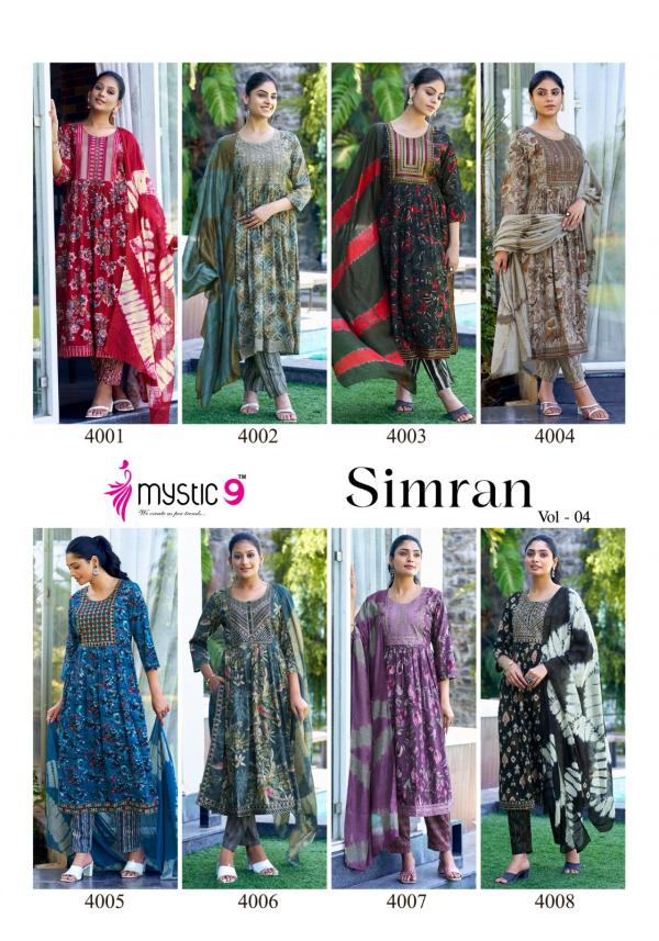 Mystic 9 Simran Vol 04 Rayon Ready Made Collection