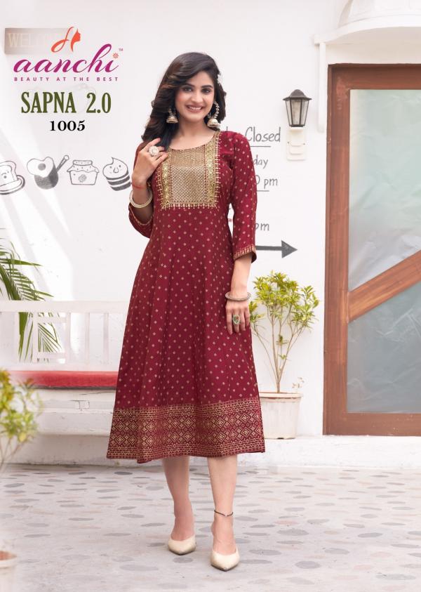 Aanchi Sapna 2.0 Roman Silk Embroidered Kurti Collection