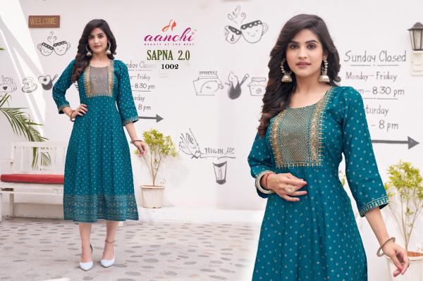 Aanchi Sapna 2.0 Roman Silk Embroidered Kurti Collection