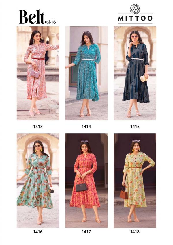 Mittoo Belt Vol 16 Fancy Rayon Printed Kurti Collection