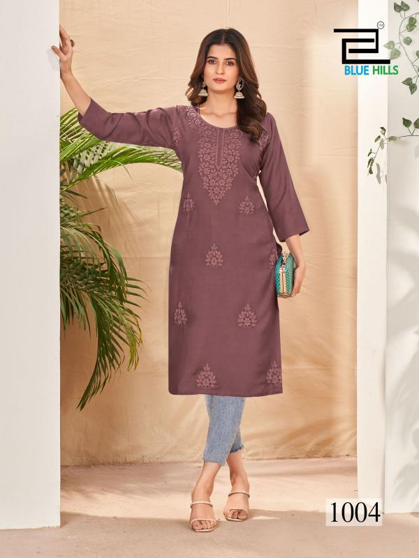 Blue Hills Supriya Rayon Chikankari Kurti Collection