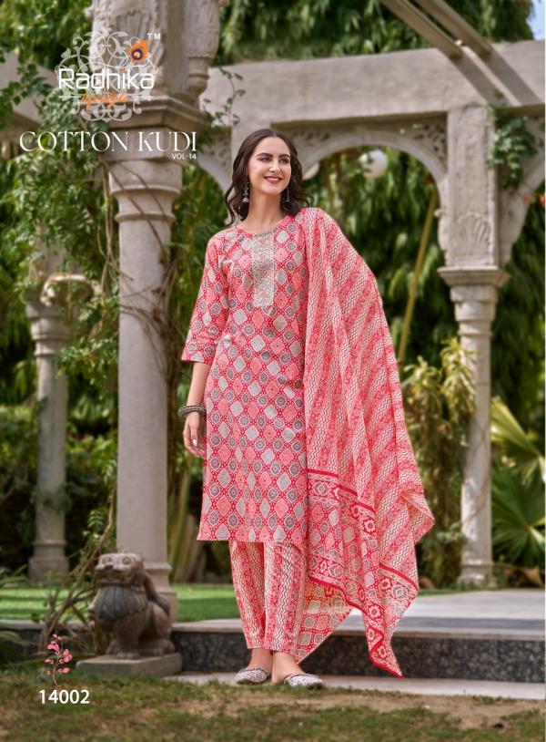 Radhika Cotton Kudi Vol 14 Cotton Kurti Pant With Dupatta