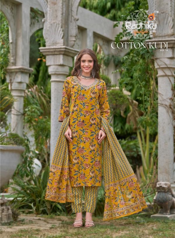 Radhika Cotton Kudi Vol 14 Cotton Kurti Pant With Dupatta