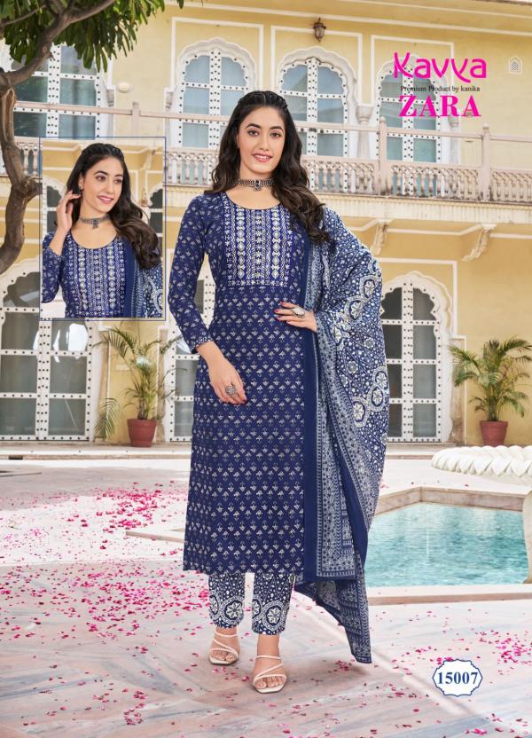 Kavya Zara Vol 15 Cambric Cotton Kurti Pant With Dupatta Collection