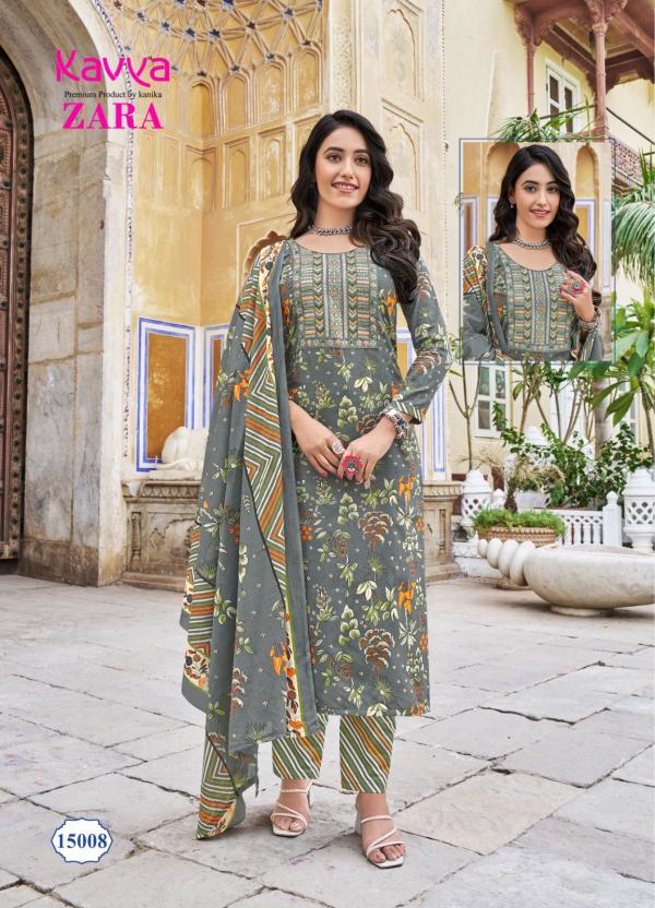 Kavya Zara Vol 15 Cambric Cotton Kurti Pant With Dupatta Collection