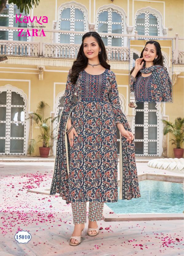 Kavya Zara Vol 15 Cambric Cotton Kurti Pant With Dupatta Collection