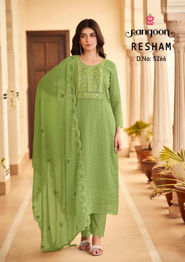 Rangoon Resham Georgette Kurti Bottom With Dupatta