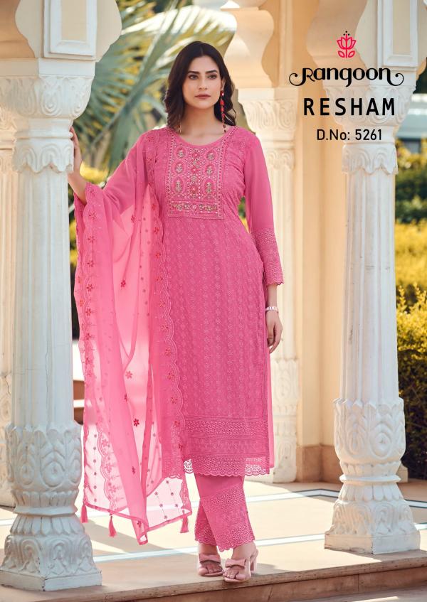 Rangoon Resham Georgette Kurti Bottom With Dupatta