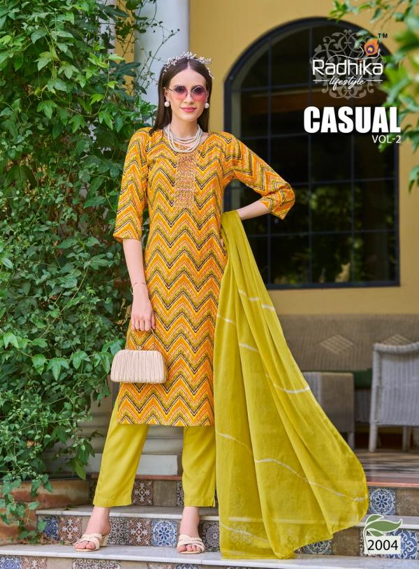 Radhika Casual Vol 2 Rayon Kurti Pant With Dupatta Collection