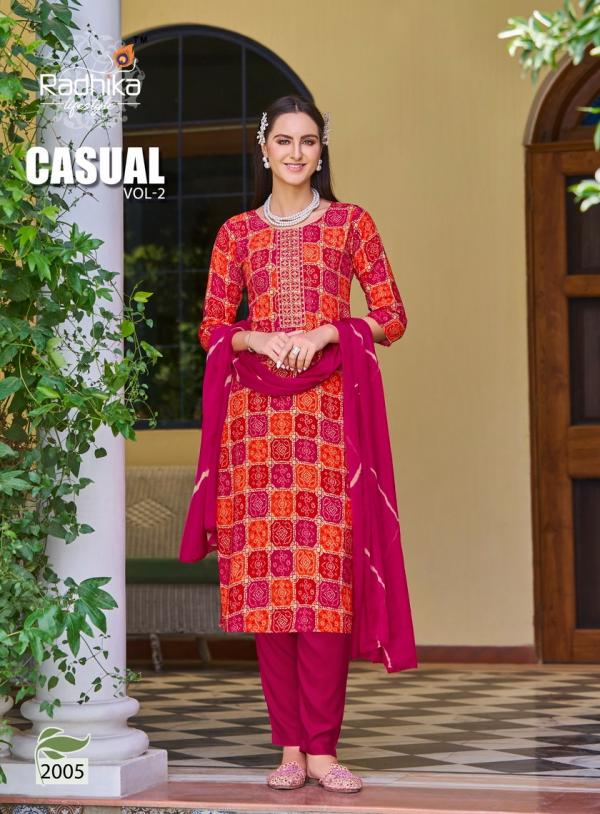 Radhika Casual Vol 2 Rayon Kurti Pant With Dupatta Collection