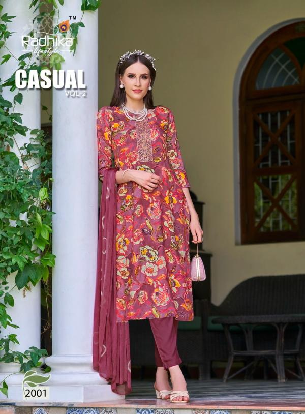 Radhika Casual Vol 2 Rayon Kurti Pant With Dupatta Collection