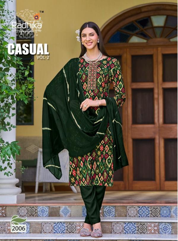 Radhika Casual Vol 2 Rayon Kurti Pant With Dupatta Collection